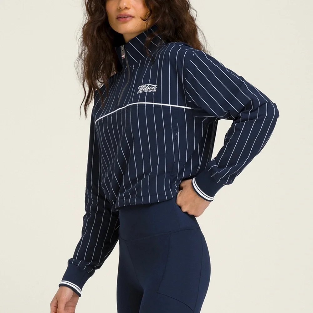 Wilson Davenport Woven Popover XS Classic Navy Pinstripe NWT - Picture 1 of 8